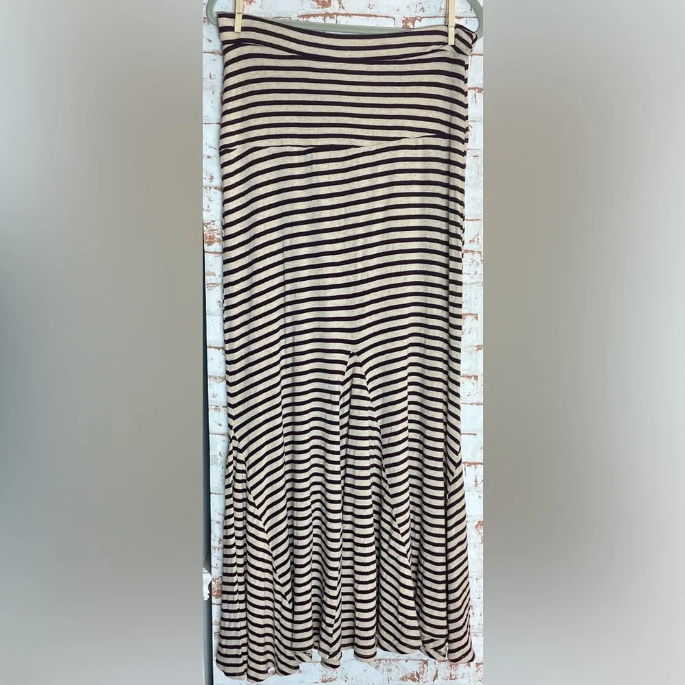 Anthropologie Bordeaux Purple and Cream Striped A-Line Skirt